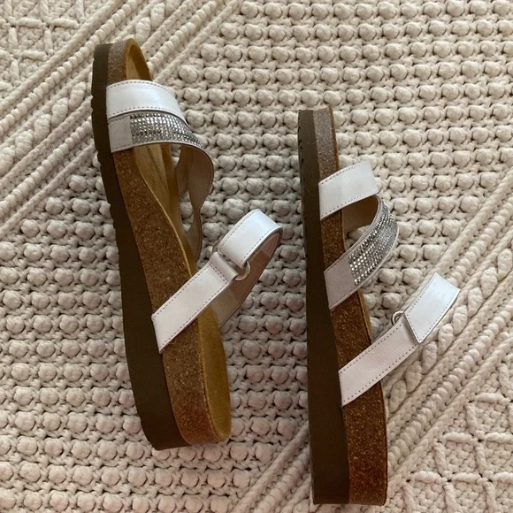 Naot White and Silver Strappy Sandals - Picture 8 of 9